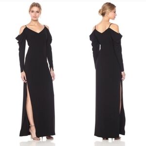 Halston‎ Heritage Evening Maxi Dress Sz 4 Black Gothic Vampire Sexy